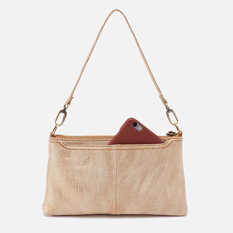 Hobo Darcy Metallic Leather Convertible Crossbody Bag in Gold Leaf BF 35810